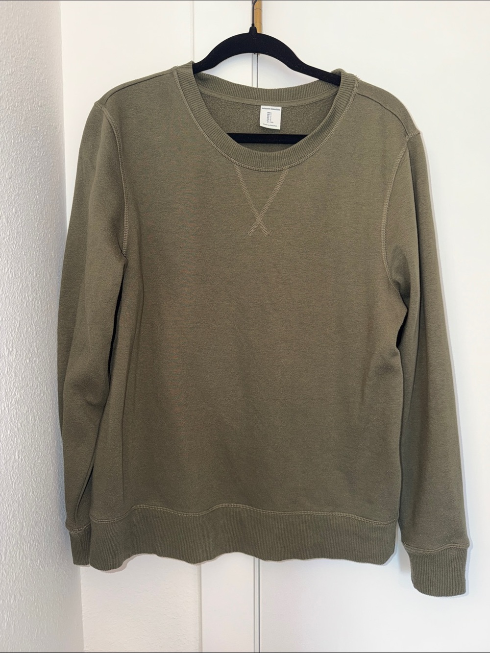 Women’s Crewneck Sweatshirt in Olive - Casual Pullover LARGE
